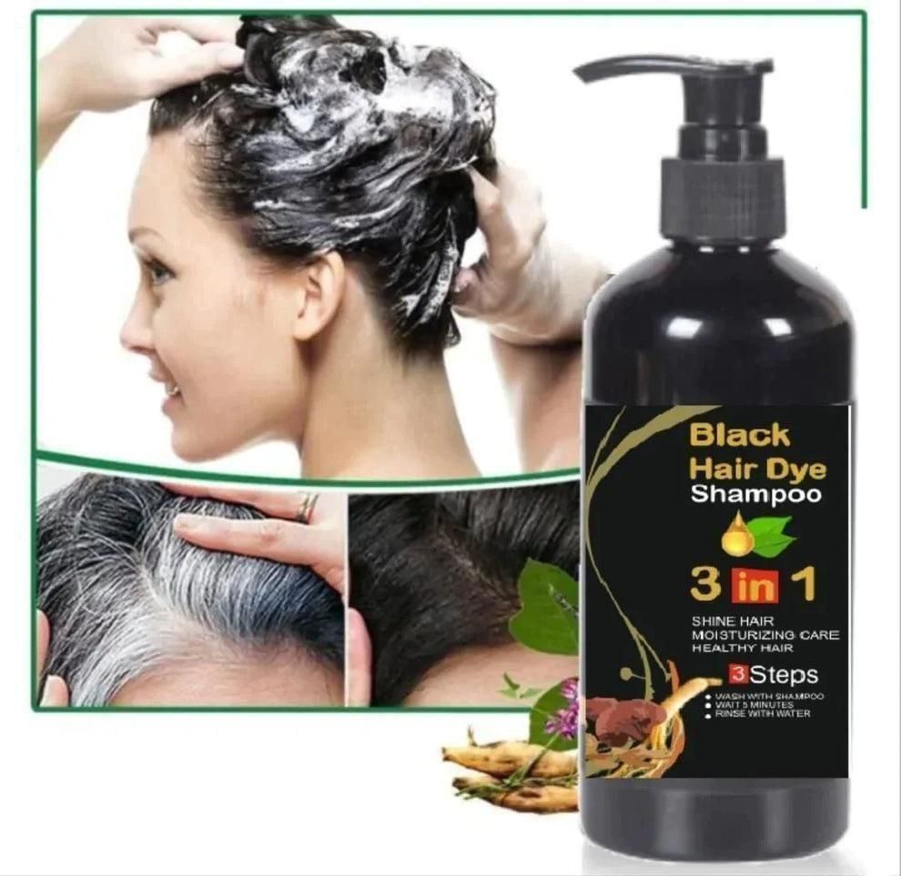 Instant Black Herbal Hair Dye Shampoo, Natural Coverage in 5 Mins (3 in one 100ml) Pack Of 2