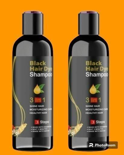 Instant Black Herbal Hair Dye Shampoo, Natural Coverage in 5 Mins (3 in one 100ml) Pack Of 2